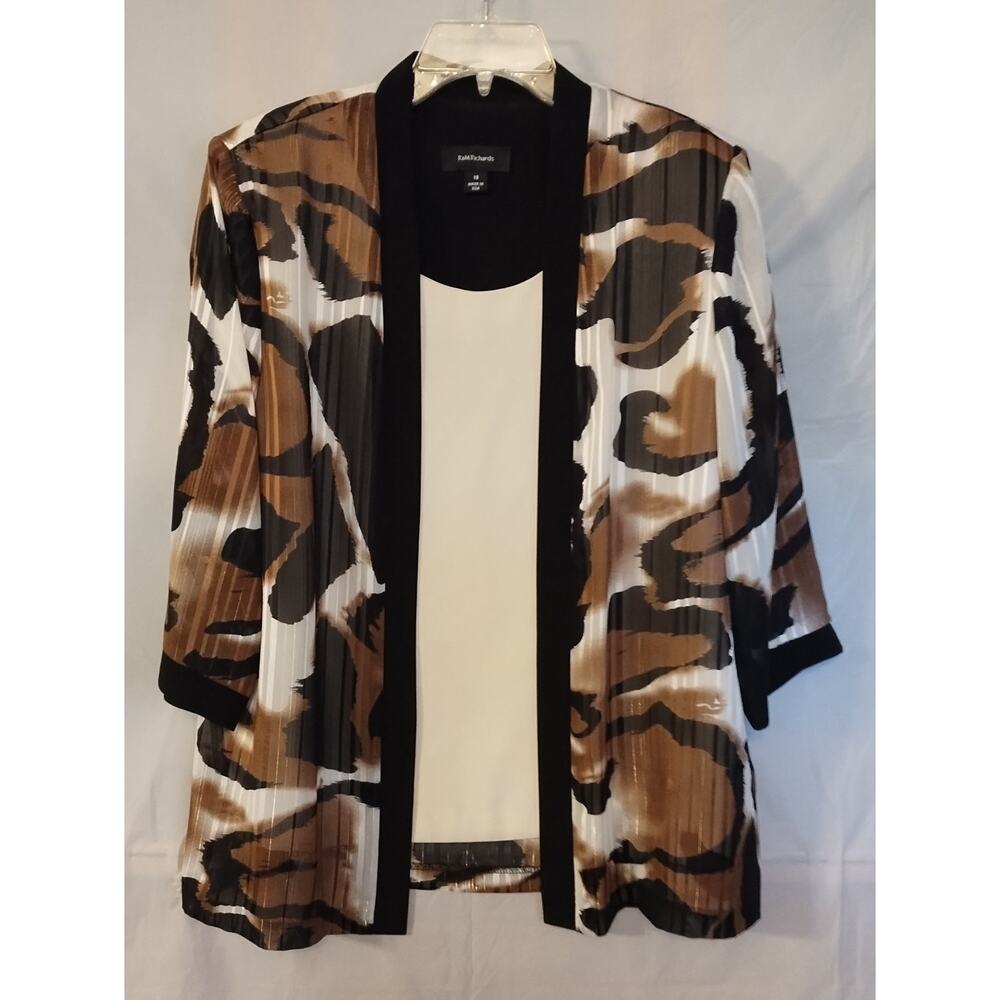 Women's R&M Richards Blouse Layered Size 18 Black Brown White